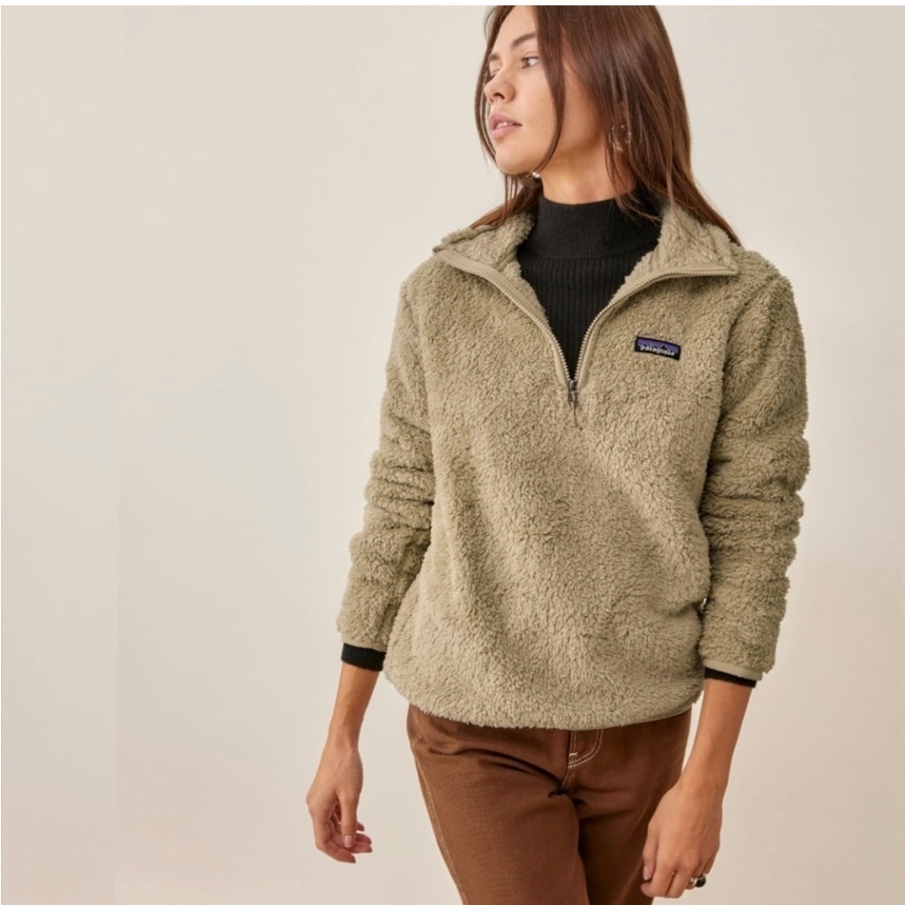Patagonia Los Gatos El Cap Khaki 1/4 Zip Pullover Small Sherpa